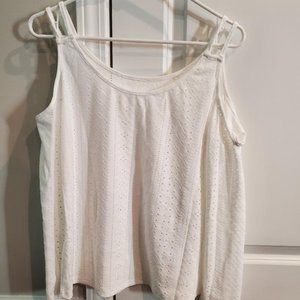 White Cold Shoulder Casual Long Sleeve Top Size Small